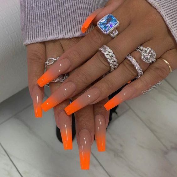 30 Awesome Summer Nail Neon Orange Art Ideas Only For You