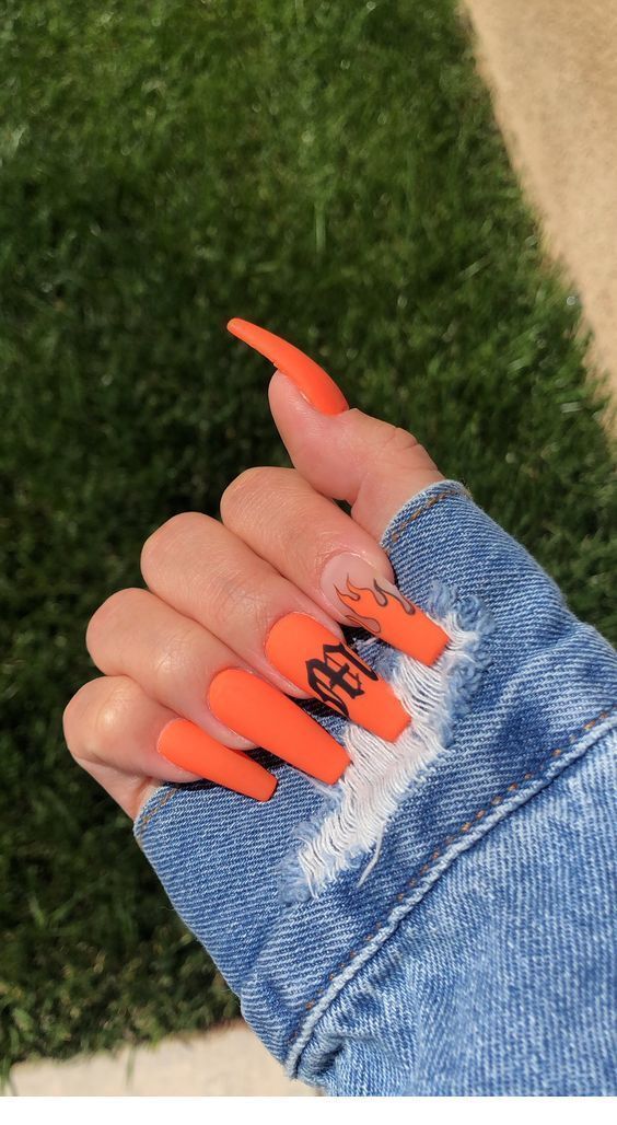 30 Awesome Summer Nail Neon Orange Art Ideas Only For You