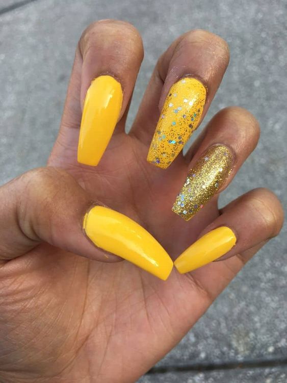 30 Glittering Summer Yellow Nails For All Coffin Nails