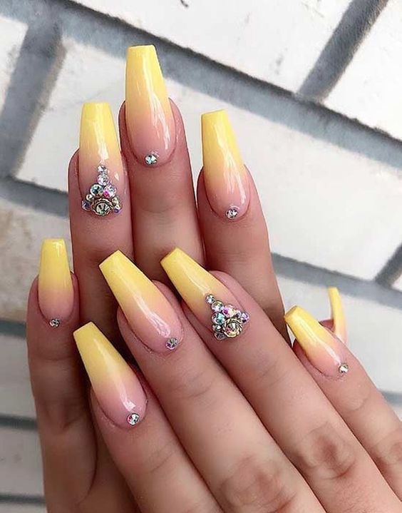 30 Glittering Summer Yellow Nails For All Coffin Nails