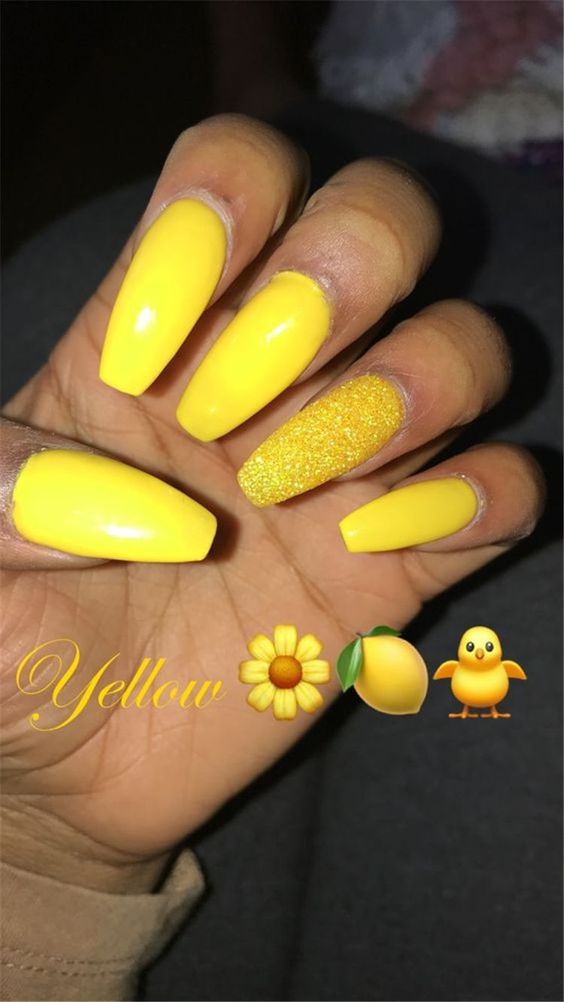 30 Glittering Summer Yellow Nails For All Coffin Nails