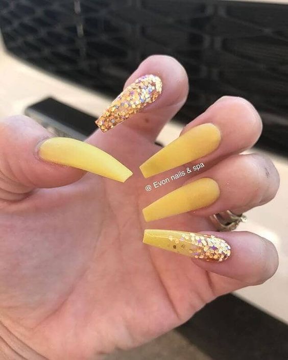 30 Glittering Summer Yellow Nails For All Coffin Nails