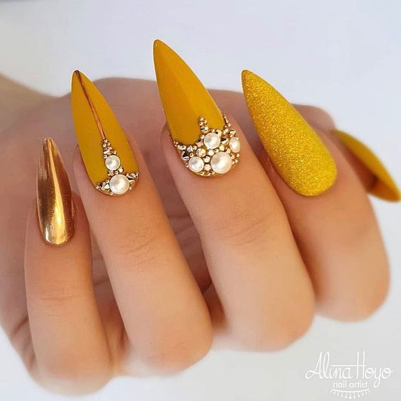 30 Glittering Summer Yellow Nails For All Coffin Nails