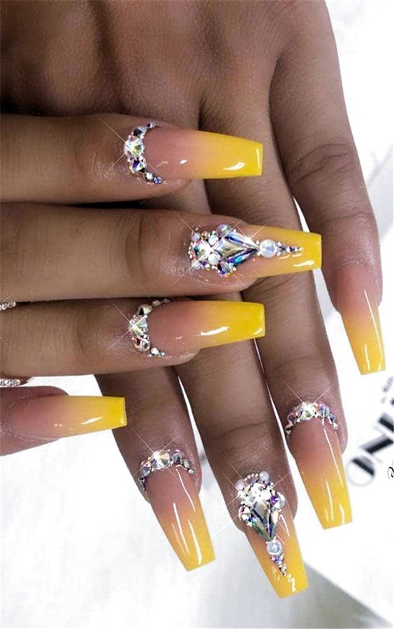 30 Glittering Summer Yellow Nails For All Coffin Nails