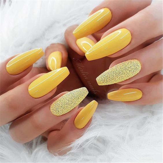 30 Glittering Summer Yellow Nails For All Coffin Nails