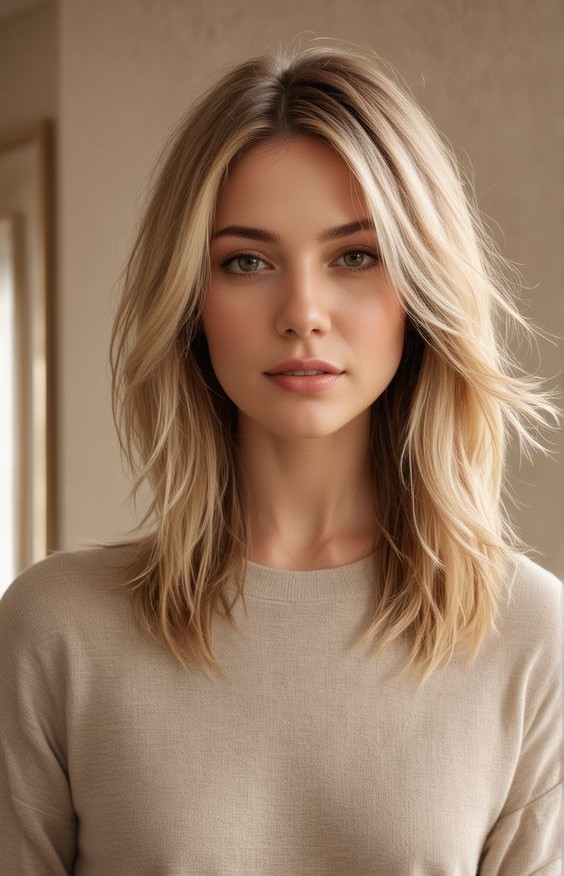 shoulder length hairstyles-face framing layers