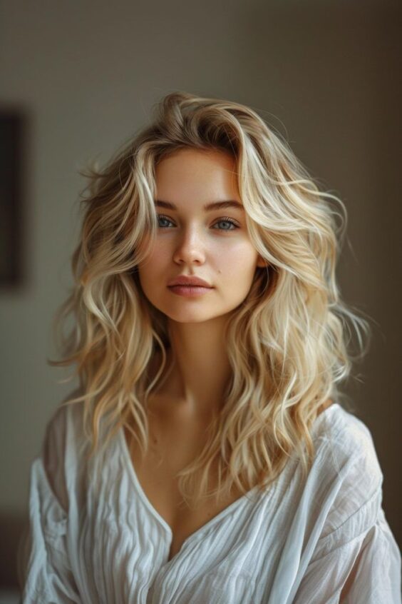 shoulder length hairstyles-loose bohemian waves